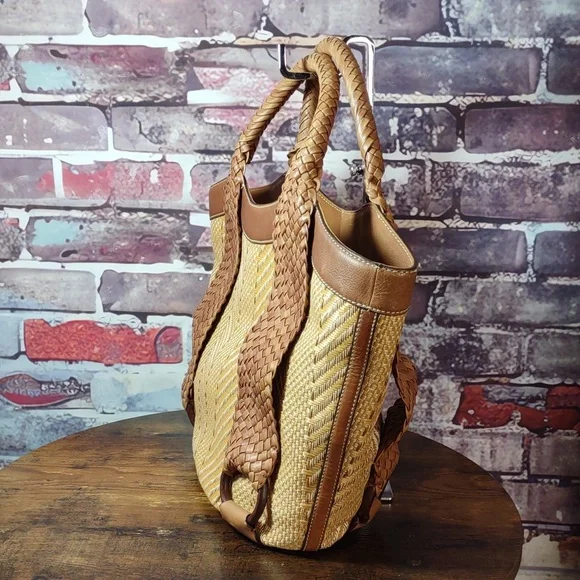 Cole Haan Woven Leather/Straw Tote Bag